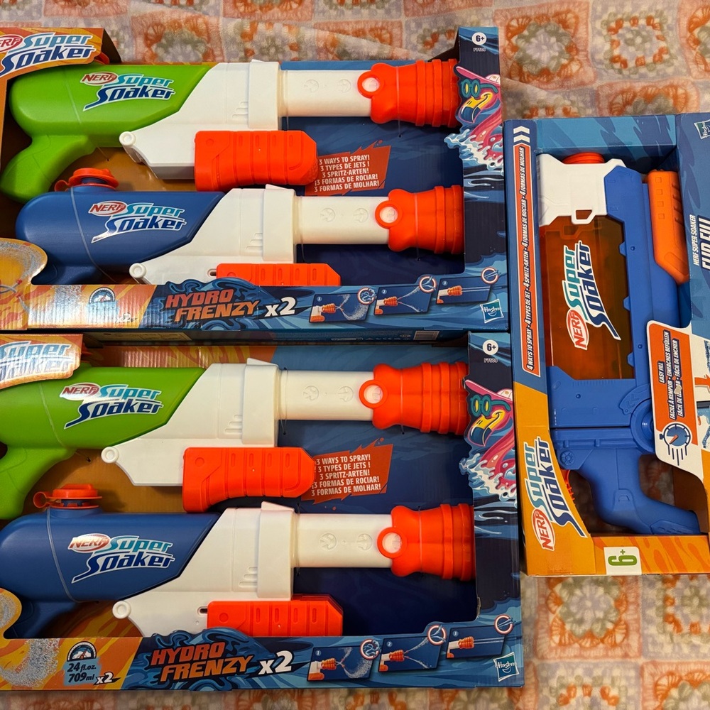 2 Nerf Super Soaker Hydro Frenzy Water Blaster, 2 Pack And 1 Flip Fill Soaker